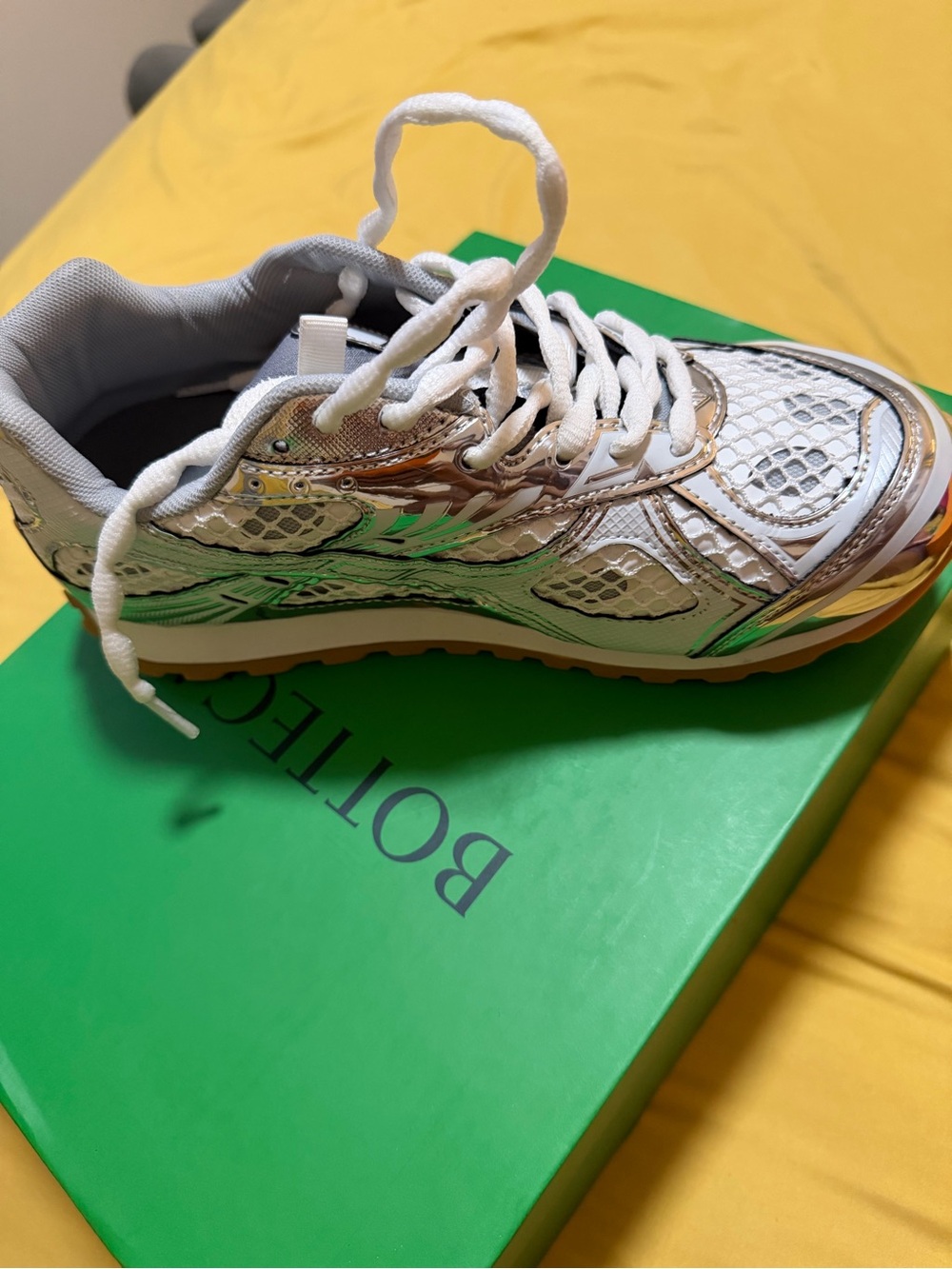 White Metallic Accent Lace-Up Sneaker